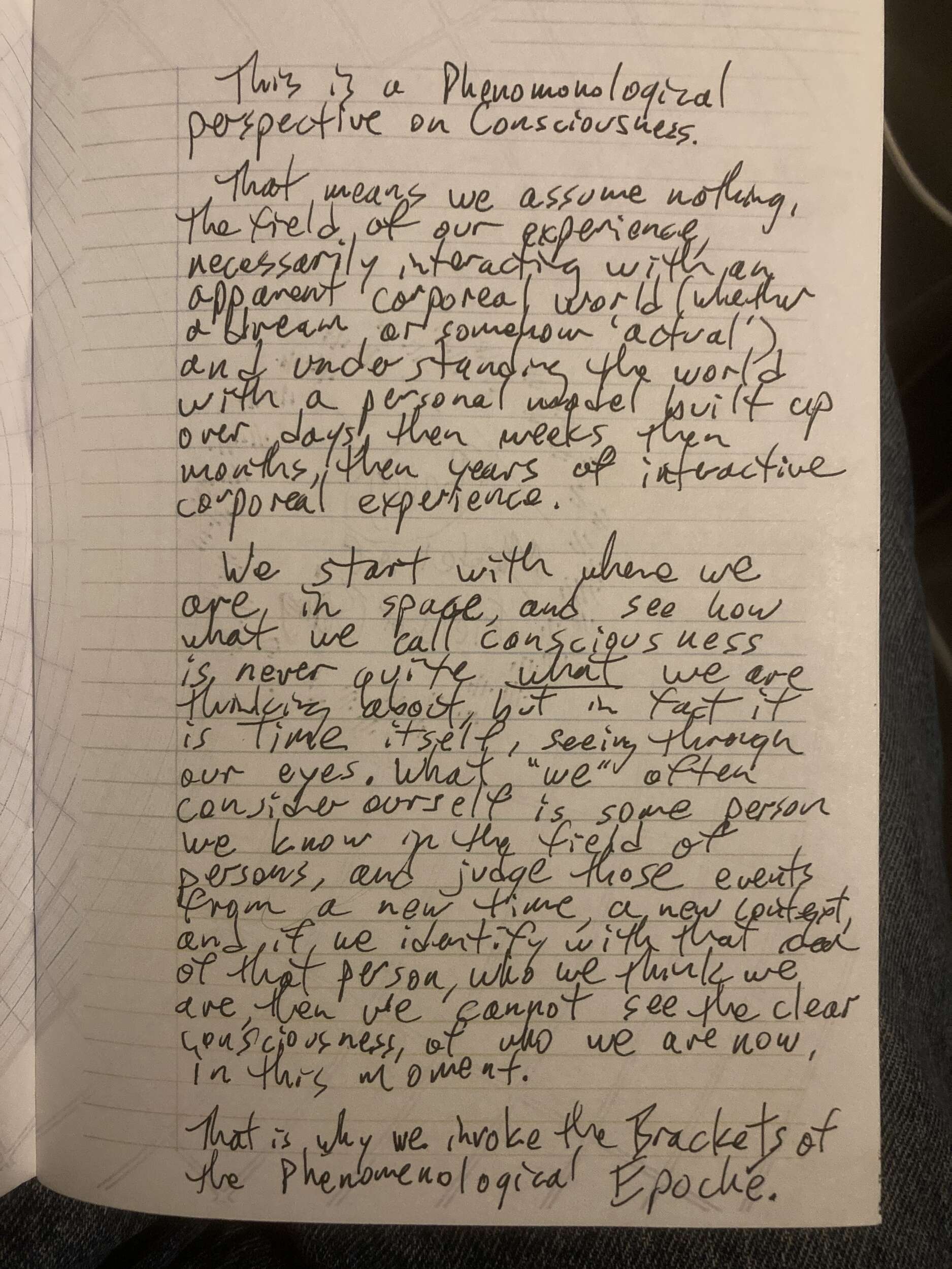 Notebook Phenomenology handwriting