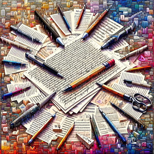 Pages with handwriting, surrounded by more pages, with pens above them. Journal Recognizer OCR Icon Image
